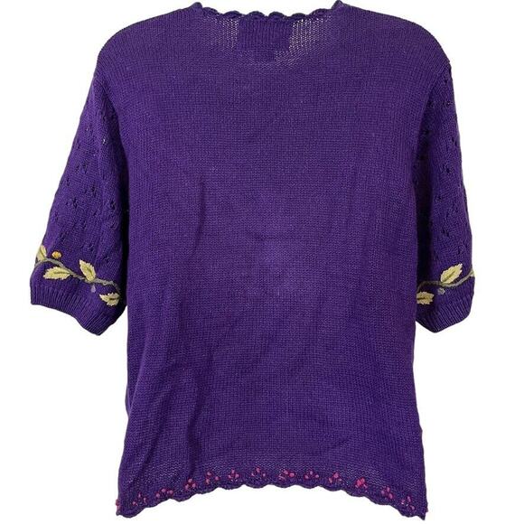 Herman Geist Hand Embroidered Womens Embroidered Vintage Purple Sweater sz S - Picture 14 of 16